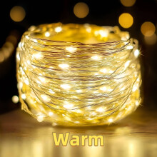 (Warm, 787inch-20M-200Leds) Fairy Lights LED Silver Wire Lights Battery Powered 10/20/30/50/100/200 LED Christmas Lights for Bedroom Party Holiday