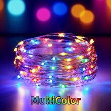 (Colorful, 787inch-20M-200Leds) Fairy Lights LED Silver Wire Lights Battery Powered 10/20/30/50/100/200 LED Christmas Lights for Bedroom Party Holiday