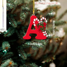 (A) 1pc Christmas Decoration Signboard 2D Flat Design 26 Letter Pendant Ornament for Home, Office, Christmas Gift and Tree Arrangement Props,