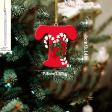 (T) 1pc Christmas Decoration Signboard 2D Flat Design 26 Letter Pendant Ornament for Home, Office, Christmas Gift and Tree Arrangement Props,