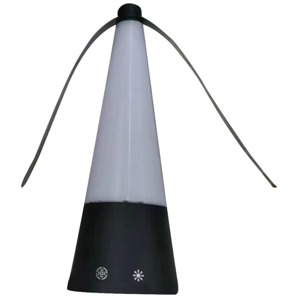 Portable Fly Repellent Fan with Holographic Blades, LED Light, 360 Rotation, Safe Soft-Blades Design — Indoor/Outdoor Dining