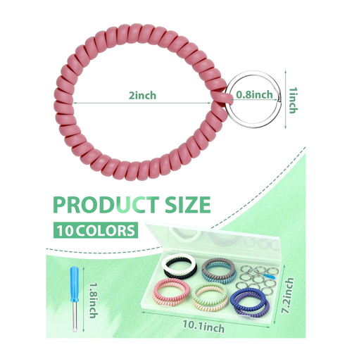 10Pcs Stretchable Wrist Keychain Bracelet, Retractable Key Holder 1