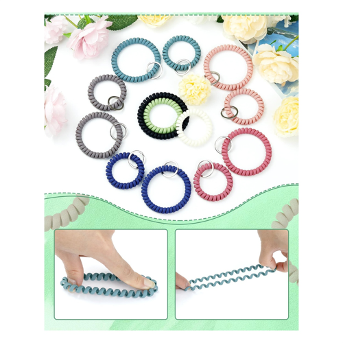 10Pcs Stretchable Wrist Keychain Bracelet, Retractable Key Holder 2