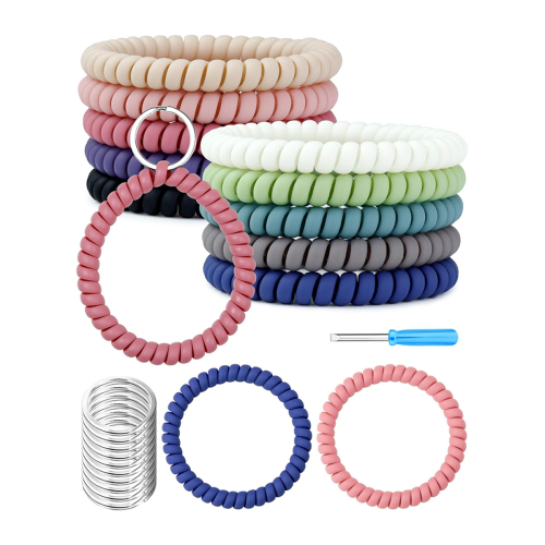10Pcs Stretchable Wrist Keychain Bracelet, Retractable Key Holder