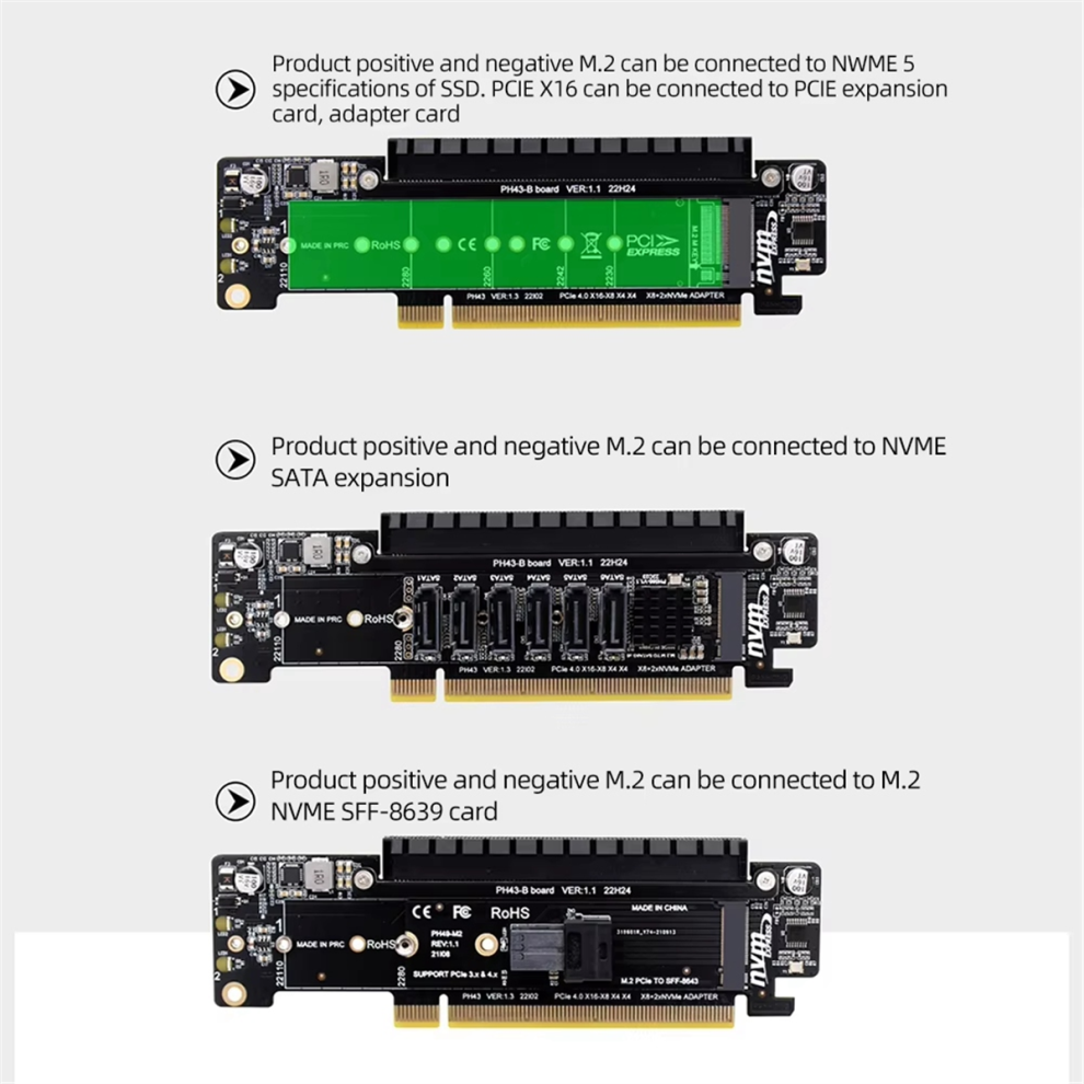 Pcie X16 To X8+X4+X4 Split Expansion Adapter Card 4853464491152