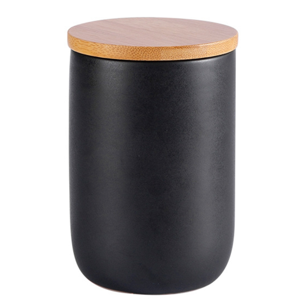Simple Ceramics Storage Jars with Wooden Lids Sealed Jars A