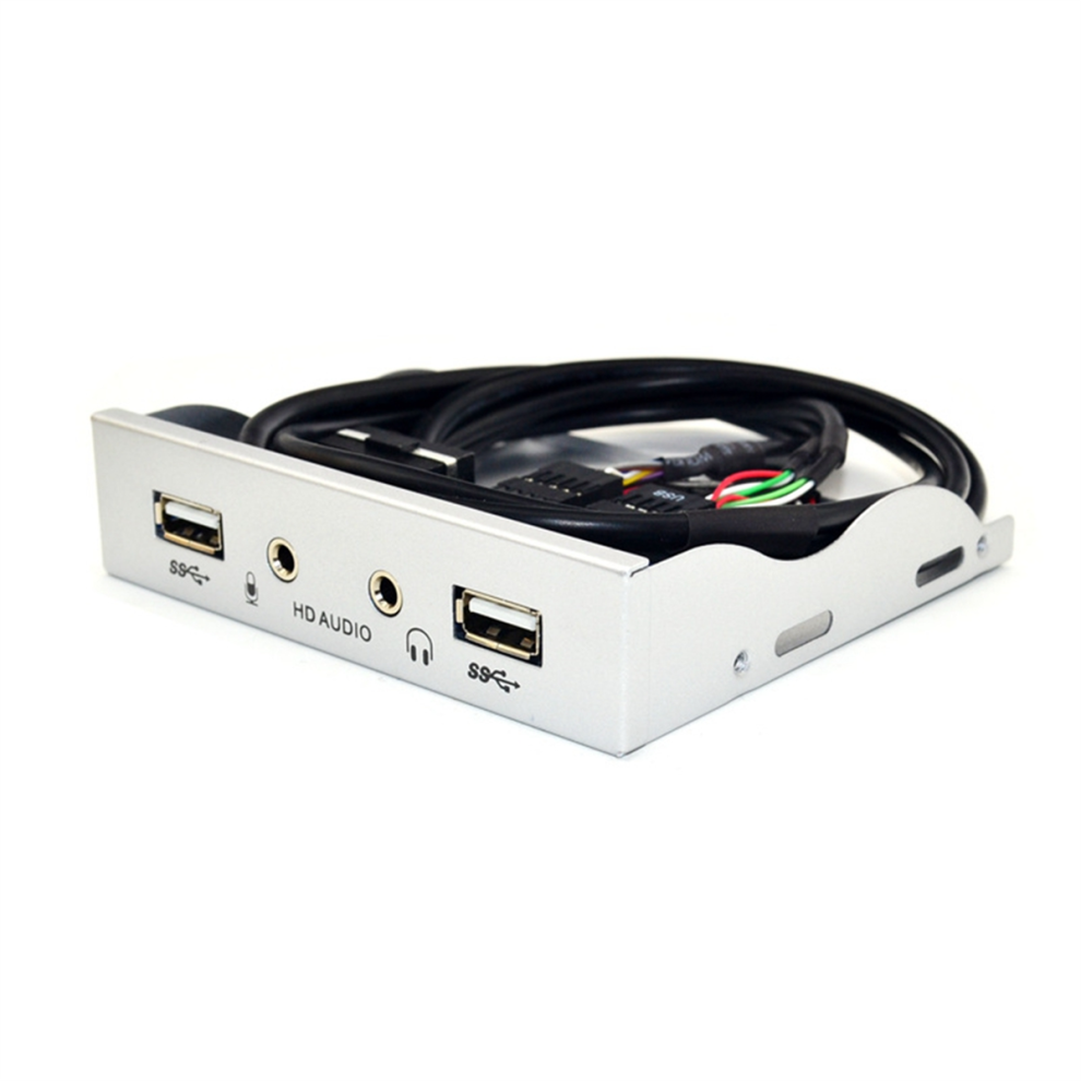 Hub Usb 2.0 A 2 Porte, Jack Per Auricolari Da 3,5 Mm, Pannello Frontale, Argento Bianco