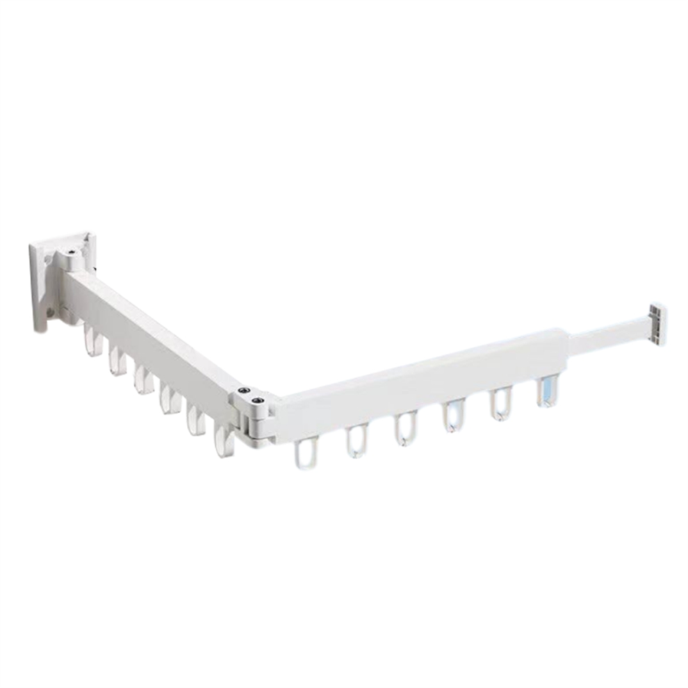 Gruccia Pieghevole Retrattile, 2 Pieghe Con 12 Anelli In Alluminio, Bianca