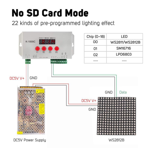 K1000C SD-kortkontroller RGB-kontroller LED-programkontroller 1