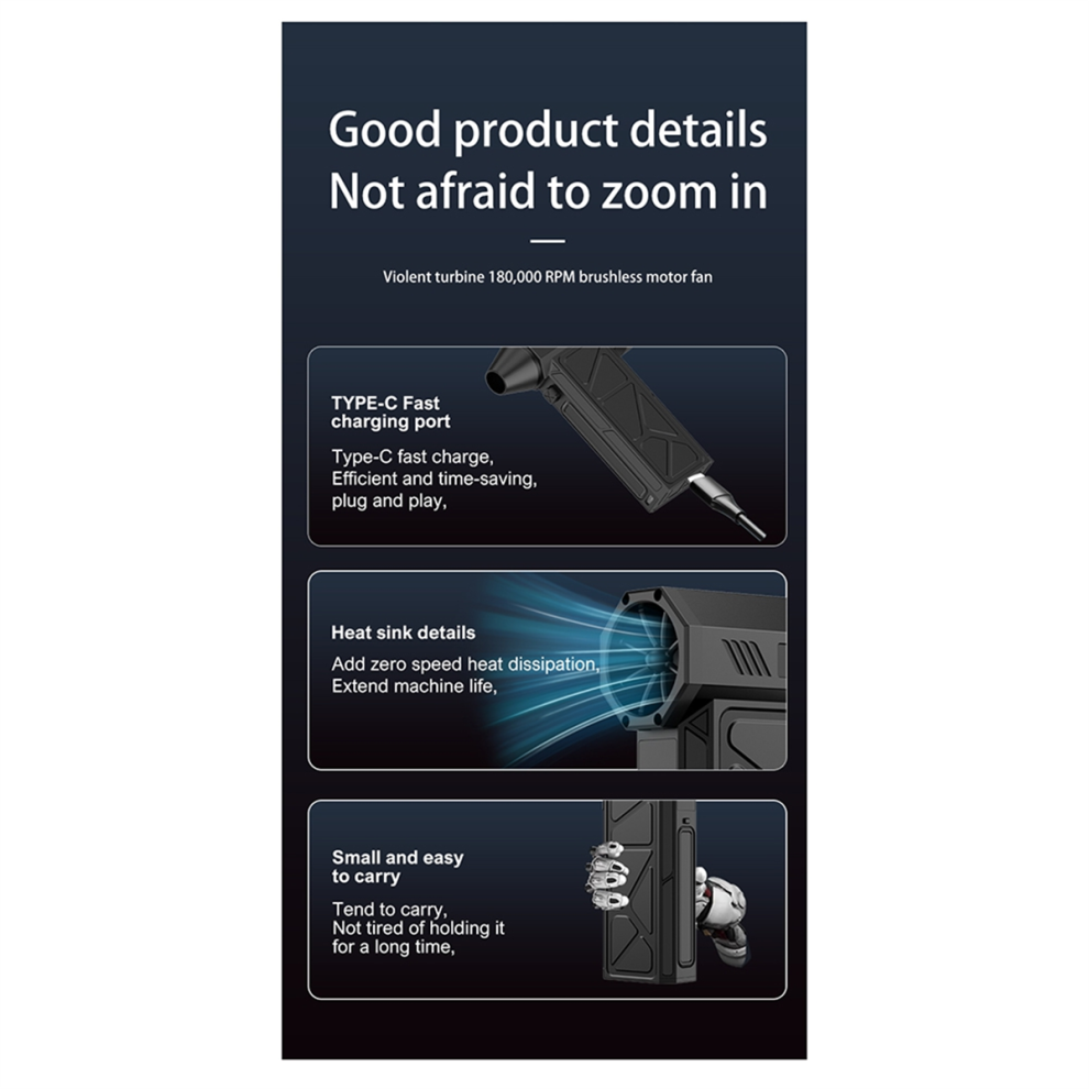 Mini Fan Air Blower 130000RPM 52M/S Turbo Fan 8000mAh-image-OPC-PHSW7PG-NEW