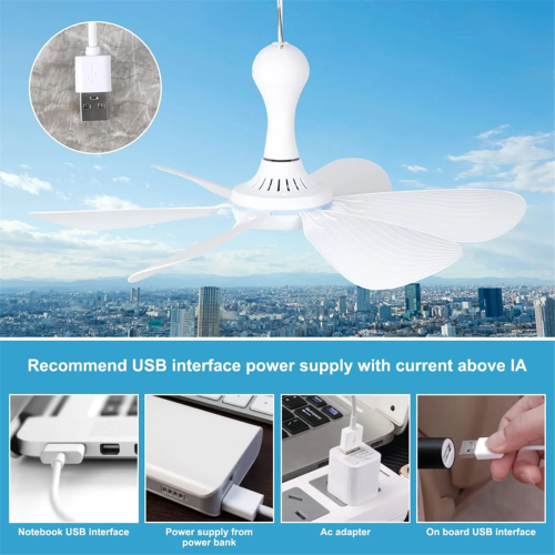 Silent 6 Leaves USB Powered Ceiling Canopy Fan Hanging Fan 2