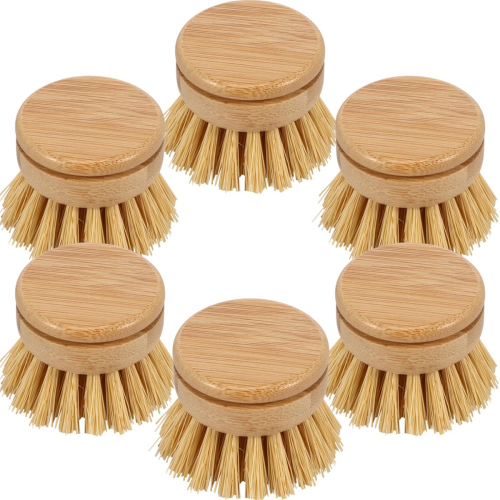 6Pcs Bamboo Dish Brush Head Eco-Friendly Washing Up Brush Replacement