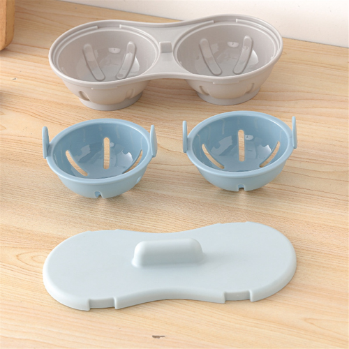 2PCS Microwave Egg Poacher 2 Cavity Silicone Egg Cooker,A 1