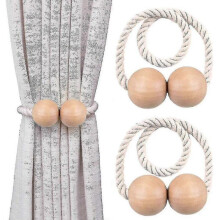 Premium Magnetic Curtain Tieback, Wood Curtain Tieback Clips One Pair, Strong