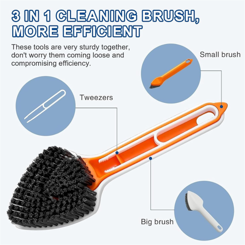 Scrub Brush for Cleaning with Long Handle, Medium Stiff Brush 2