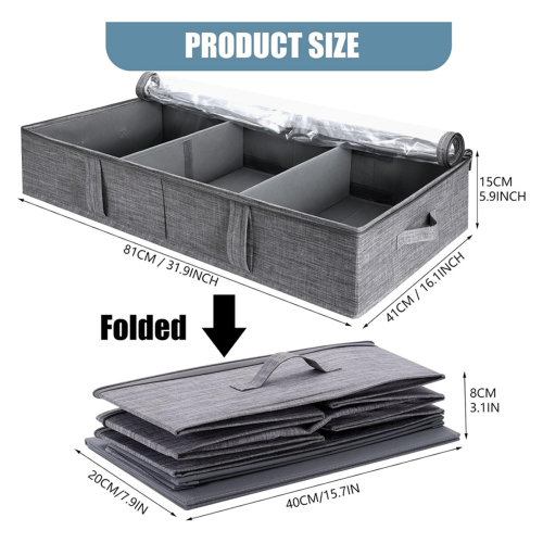 50L Under Bed Storage Box with Lid, Foldable Linen Storage Box 2