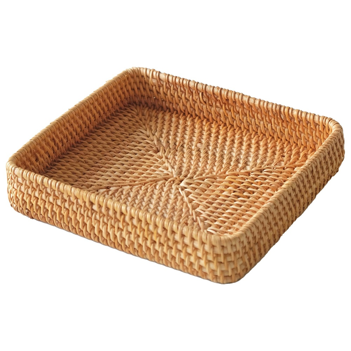 Plateau De Service En Rotin Tissé à La Main - Panier Organisateur Rectangulaire Pour Table Et Décoration (S)