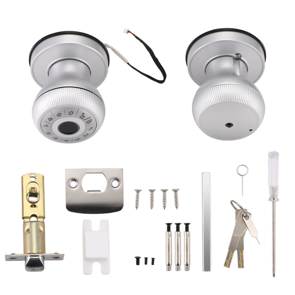 Serratura Per Porta Con Impronta Digitale - Maniglia Per Porta Intelligente, Maniglia Per Porta Senza Chiave, Argento