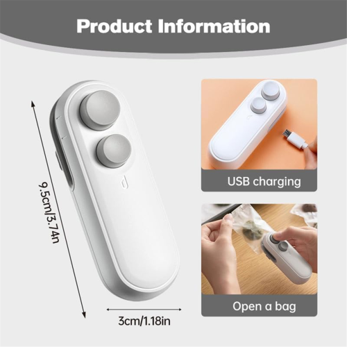 Mini Bag Sealer, 2024 Upgrade TYPE-C Rechargeable Bag Sealer 1