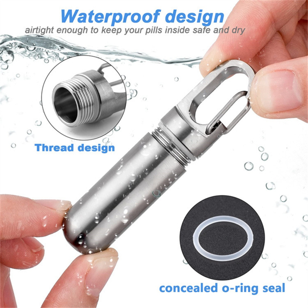 Markenlos Portable Mini Stainless Steel Sealed Capsule Waterproof Pill Box