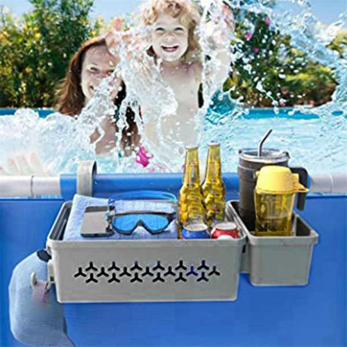 Poolside Storage Basket with Pool Cup Holder, Outdoor Pool Storage 2