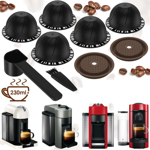 5Pc Reusable Vertuo Pod for Machine, Coffee Capsule (230Ml) 2