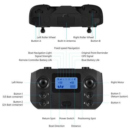Télécommande pour bateau de pêche à appâts D19 D20 GPS 1