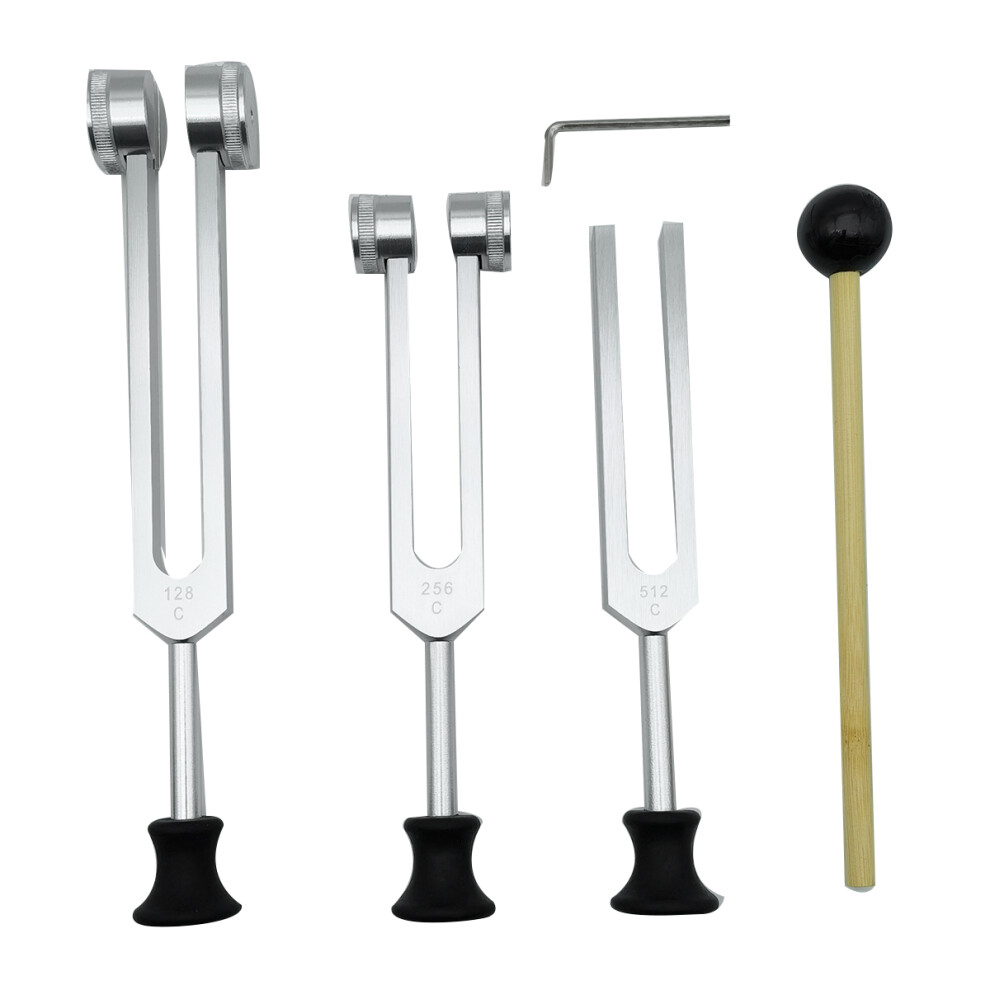 Markenlos Silver 4 Pack Tuning Fork Set(128Hz, 256Hz, 512Hz) With Base,