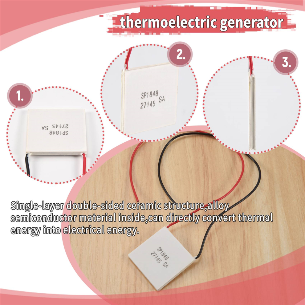 HALJIA SP1848-27145 TEG Peltier-Modul 40x40 Mm – Thermoelektrischer Generator Bis 120 °C
