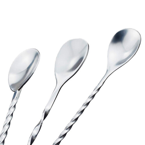 3 Pcs Extra Long Stainless Steel Mixing Spoons Spiral Pattern Bar 2