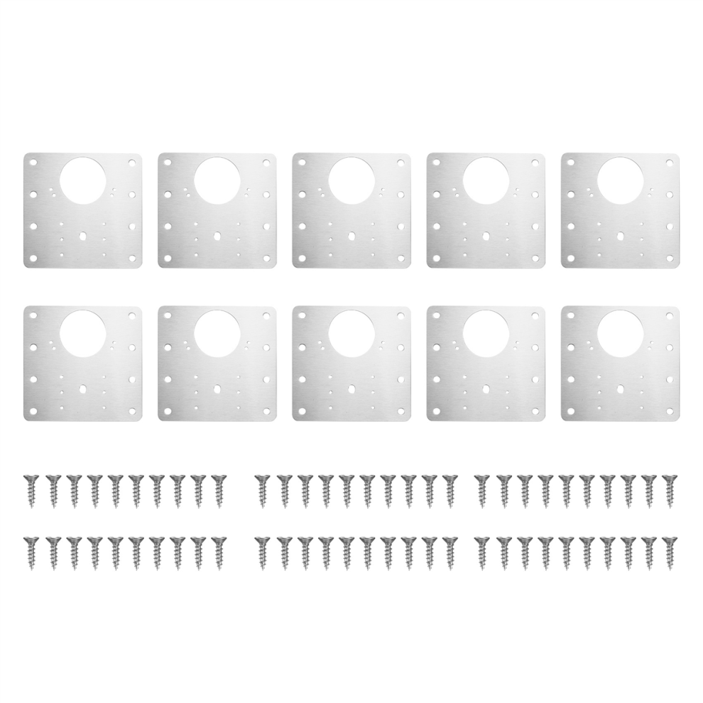 10Pcs Cabinet Hinge Repair Plate Kit With Holes Flat Fixing Brackets 4851886113812