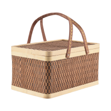 New Bamboo Basket Natural -Friendly Woven Basket Bamboo Picnic Basket