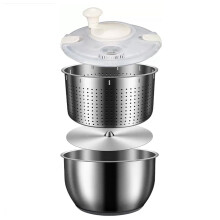6L Salad Spinner Stainless Steel Large Vegetable Washer with PP Lid