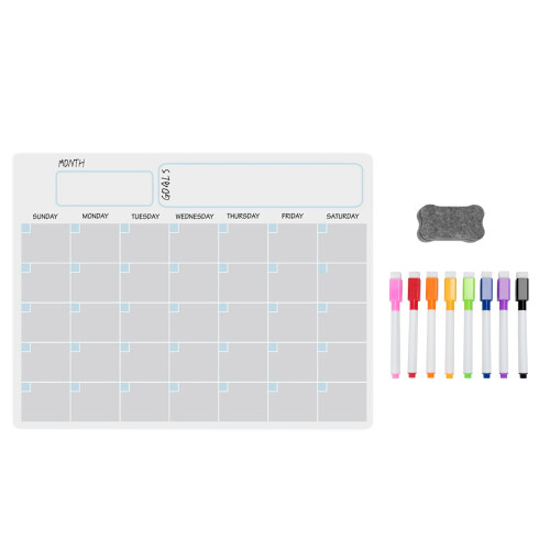Conjunto de calendário magnético para quadro branco A3 com apagamento a seco para geladeira 17 x 12 polegadas