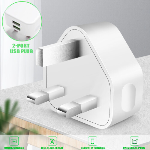 Universal USB UK-stik 3-benet vægopladeradapter (2 porte) 1