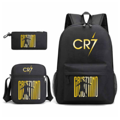 (1) 3pcs CR7 Ronaldo  Sets Backpack Mochila Kids Capacity Bags 2