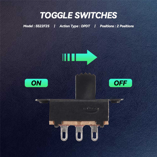 10 Pcs SS22F25-G7 2 Position DPDT 2P2T Panel Mount Mini Slide Switch Solder Lug 1