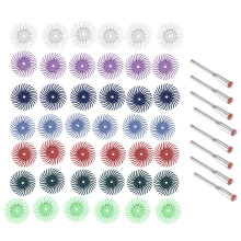 50Pcs 1 Inch Radial Bristle Disc Kit 3mm Shank Detail Polishing Wheel