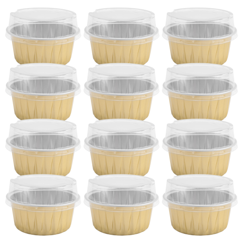 100Pcs Disposable Aluminum Foil Baking Cups Cupcake Cups with Lids 2