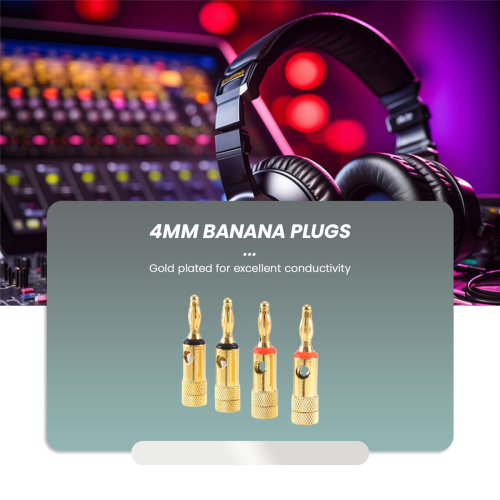 Forgyldte bananstik 2 røde 2 sorte 4mm 4 stk LL68-4BP1 2