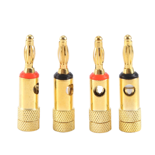 Forgyldte bananstik 2 røde 2 sorte 4mm 4 stk LL68-4BP1