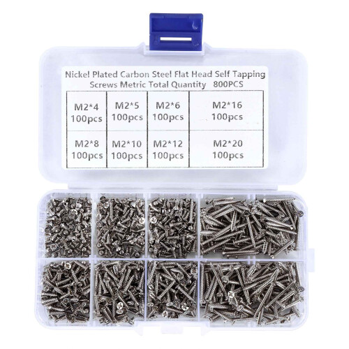 800Pcs Self Tapping Screw Kit Lock Nut Wood Thread Nail Screw Sets M2 2