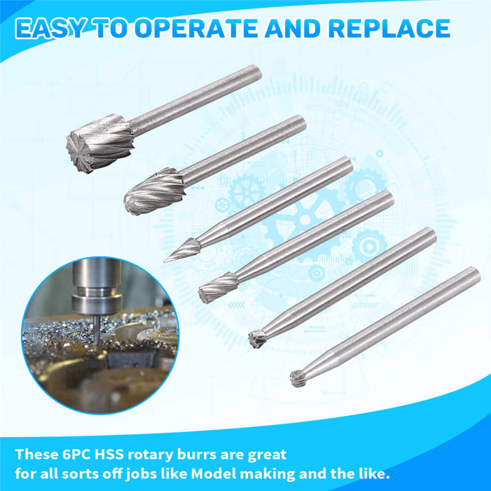 Birsk Router 6PCS HSS Rotary Multi Tool Burr Router Bit Mühle Cutter Befestigung on ...