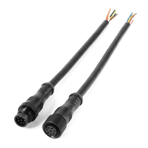 8-poliger M/F-Stecker, wasserdichtes Anschlusskabel, schwarz