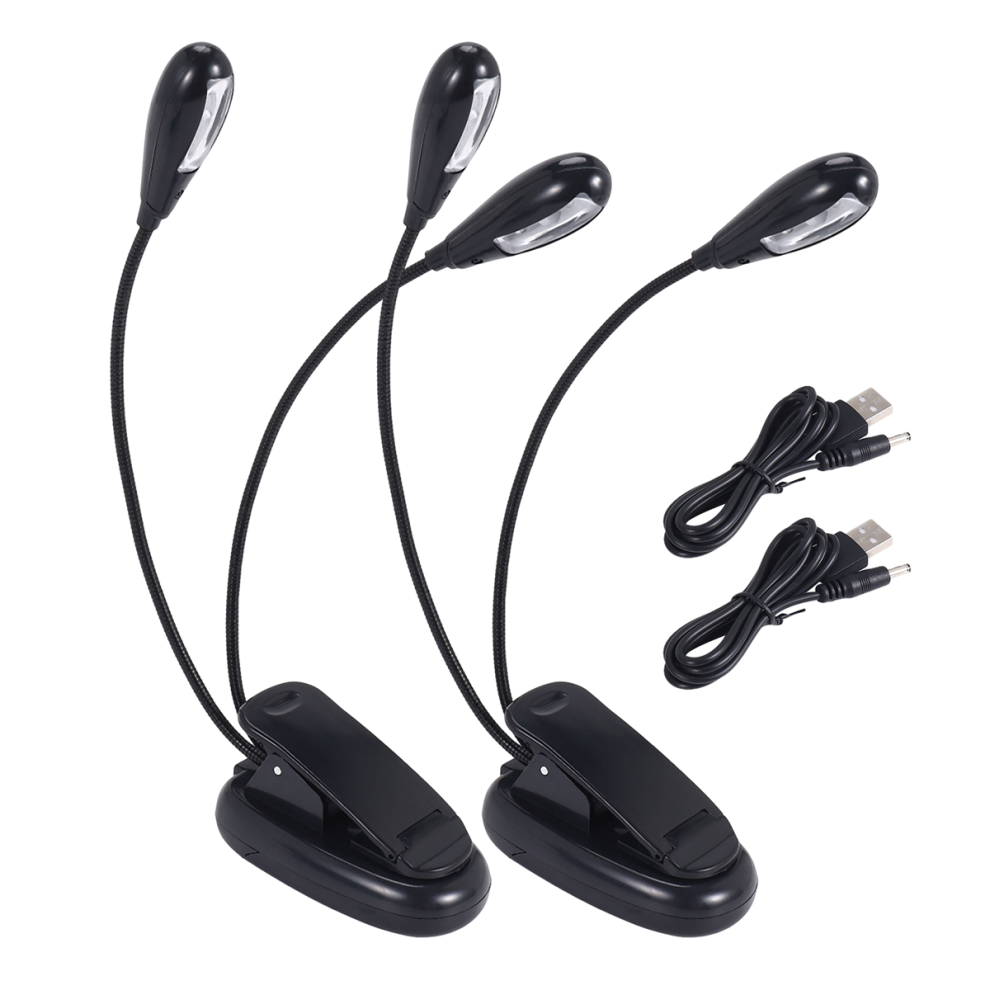 2Pcs Musik Stehen Licht Clip Auf Led Buch Lichter Dual Arm Lesen-image