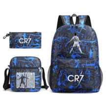 (6) 3pcs CR7 Ronaldo Sets Backpack Mochila Kids Capacity Bags