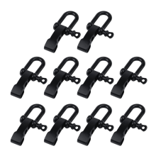 10 stk. Paracord armbåndsbøjlespænde, D-bøjleklemme, sort