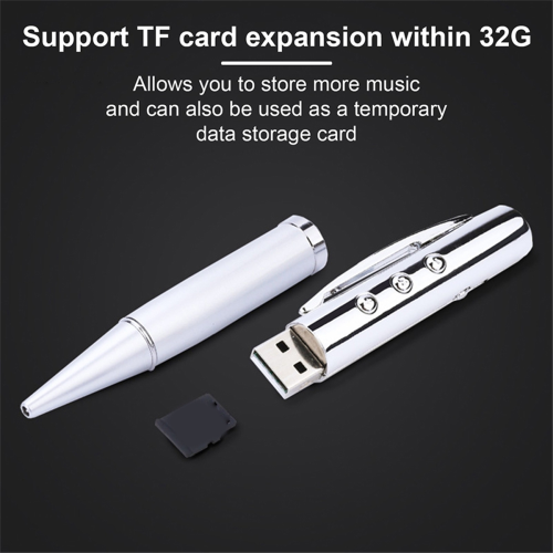 Stift MP3-Player USB Musik Student Beschreibbarer Stift-Player Silber 2