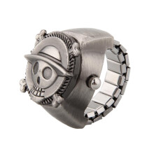 Vintage søt hodeskallepirat metalllommeur med fingerring