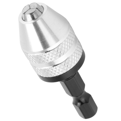 Silver+Black 6mm Keyless Drill Bit Chuck Adapter Converter Hex Shank 2